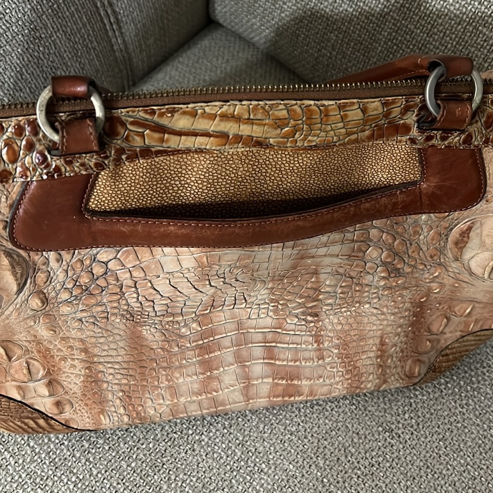 Sunday $85 - Brahmin RARE Tan Croc-Embossed/Brown Straps Women's Bag/Shoulder - Picture 6 of 14